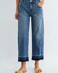 Medium Indigo Denim Release Hem Crop Straight Leg