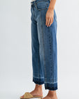 Medium Indigo Denim Release Hem Crop Straight Leg