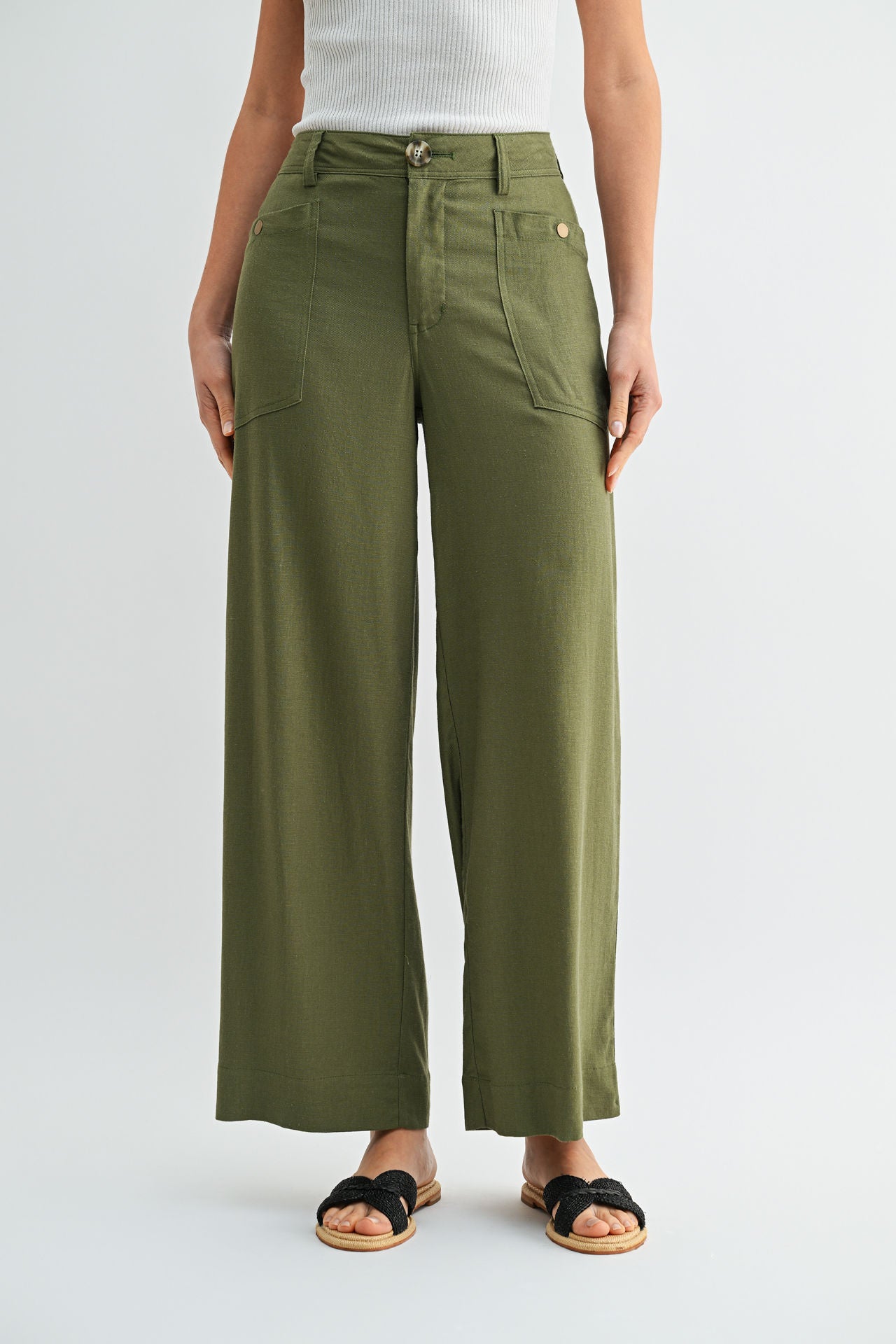 Olive Relaxed Patch Pocket Pant