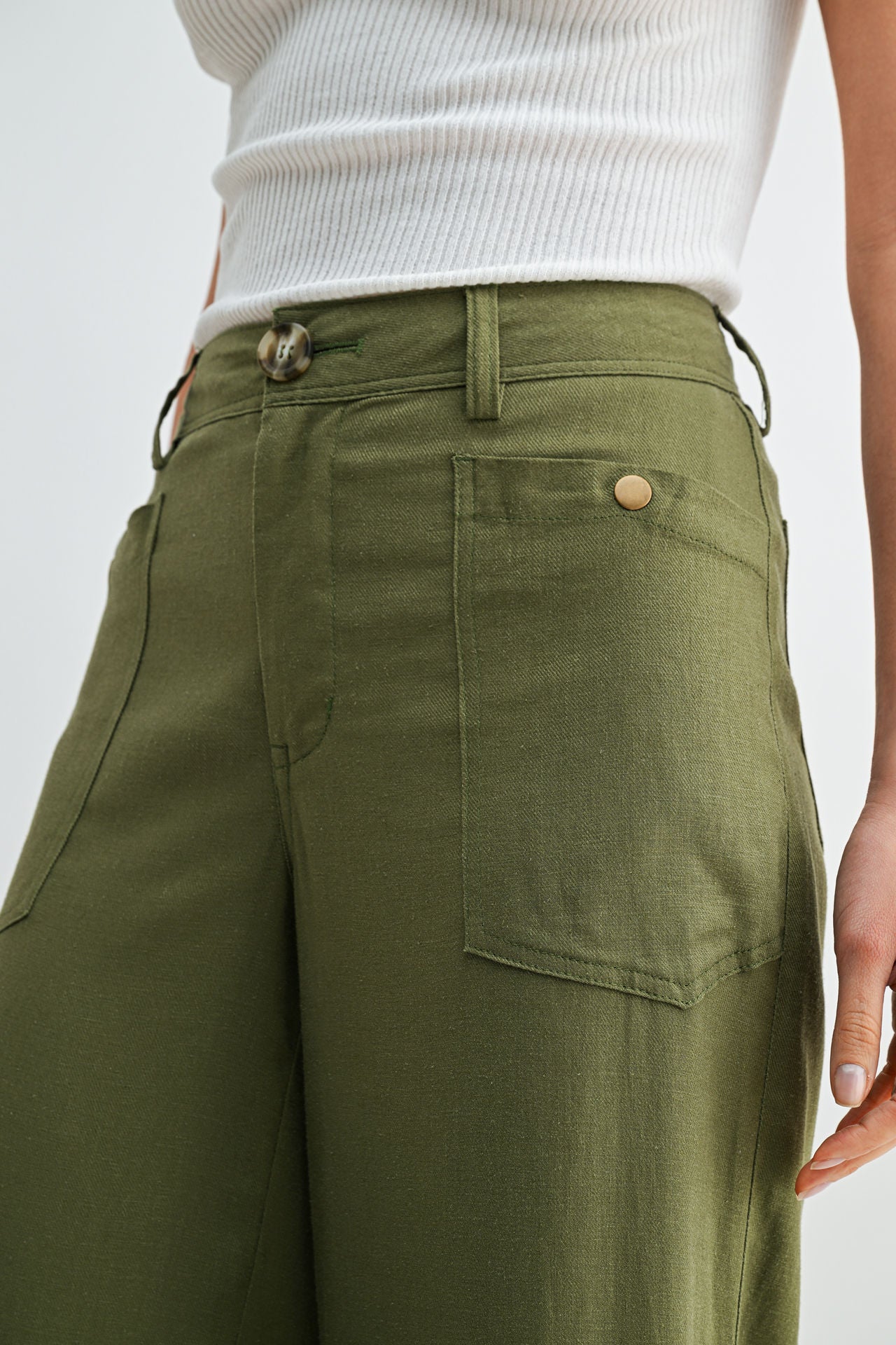 Olive Relaxed Patch Pocket Pant
