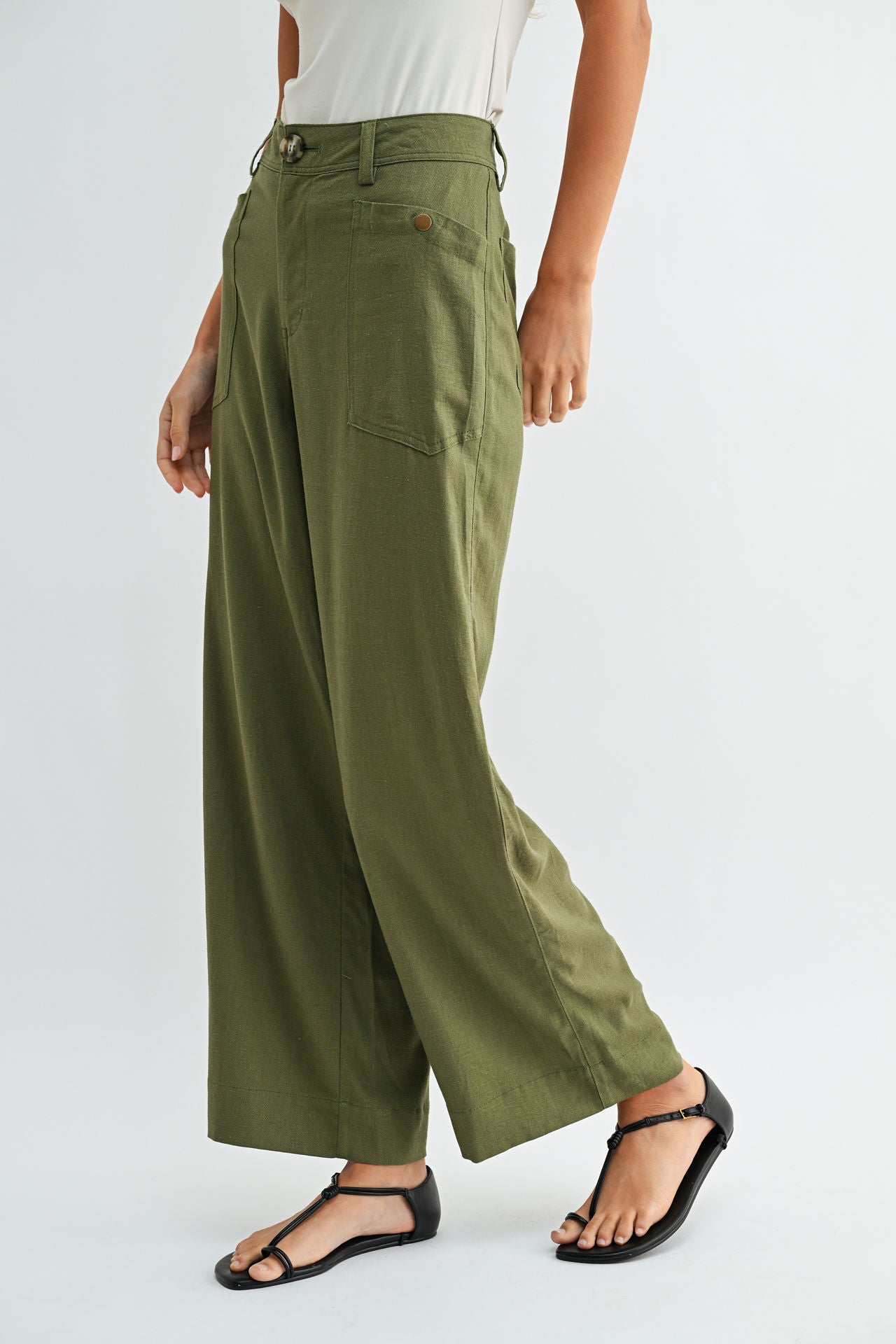 Olive Relaxed Patch Pocket Pant