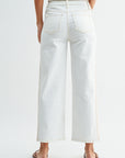 Ivory Denim Embroidered Straight Leg Crop Jean- White