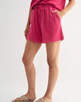 Bright Rose Crochet Detail Short