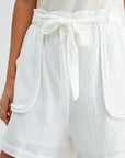 White Braided Pocket Short