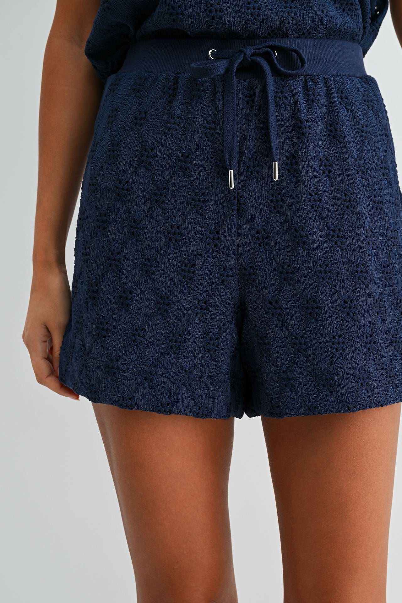 Navy Eyelet Short