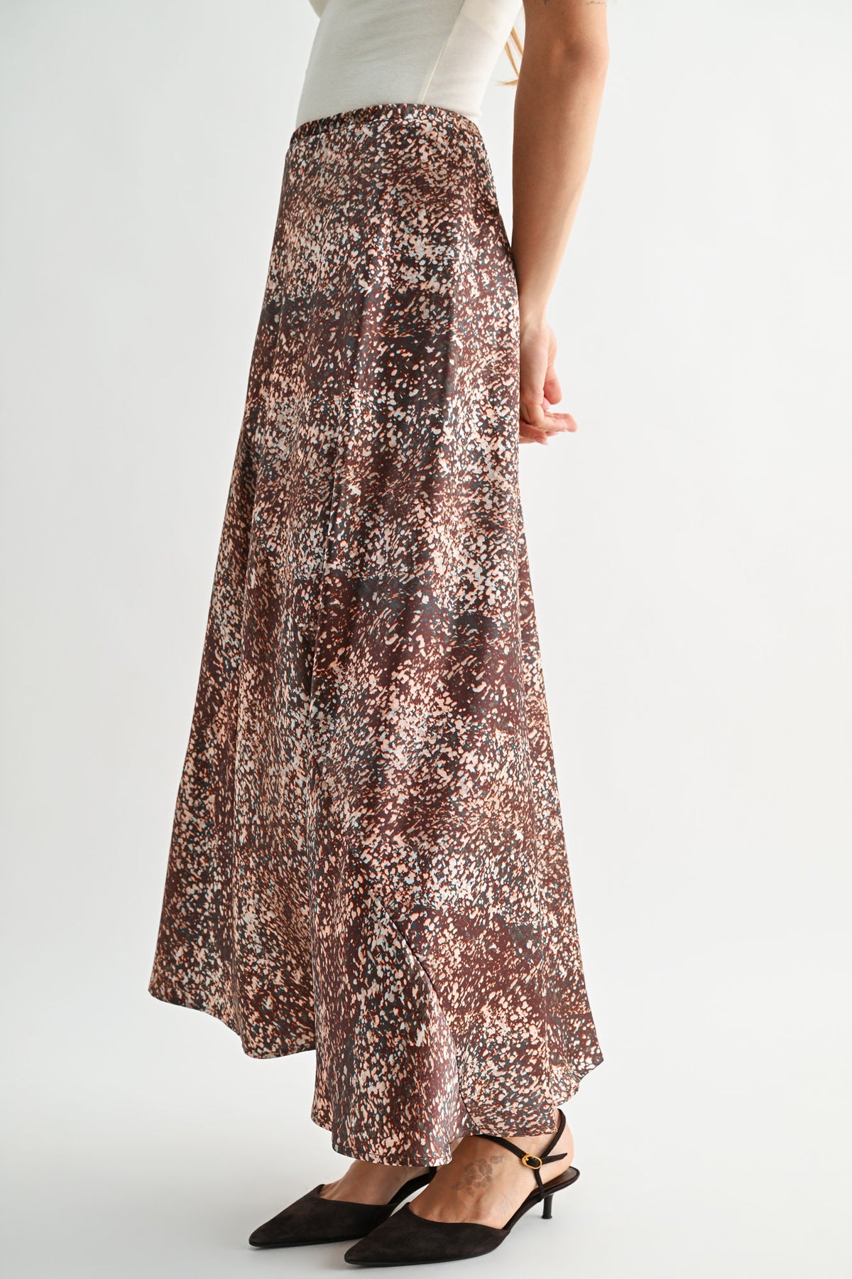 Brown Multi  Plus-Size Savoy Bias Skirt