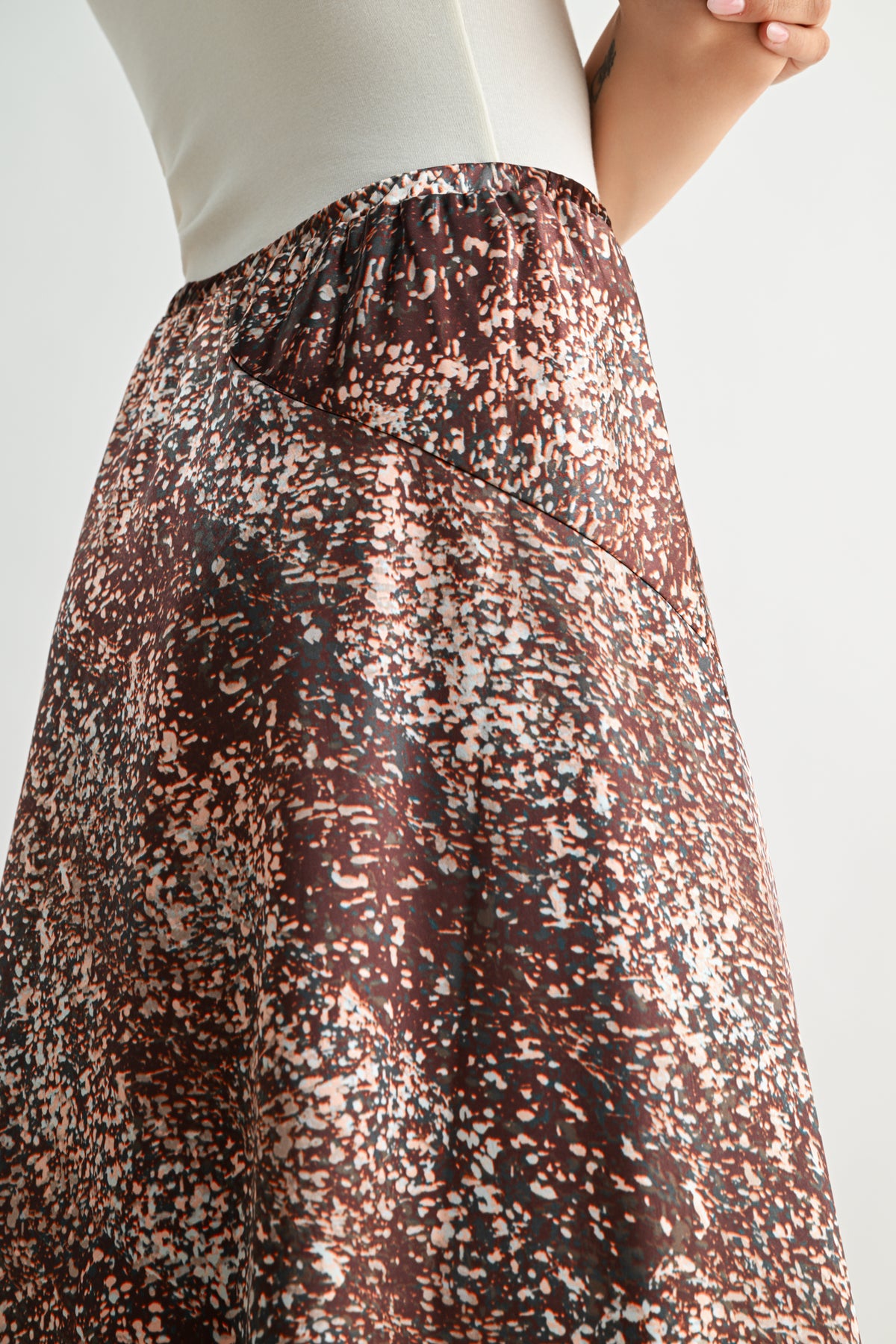 Brown Multi  Plus-Size Savoy Bias Skirt