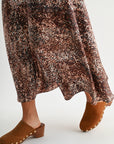 Brown Multi abstract animal print savoy bias maxi skirt