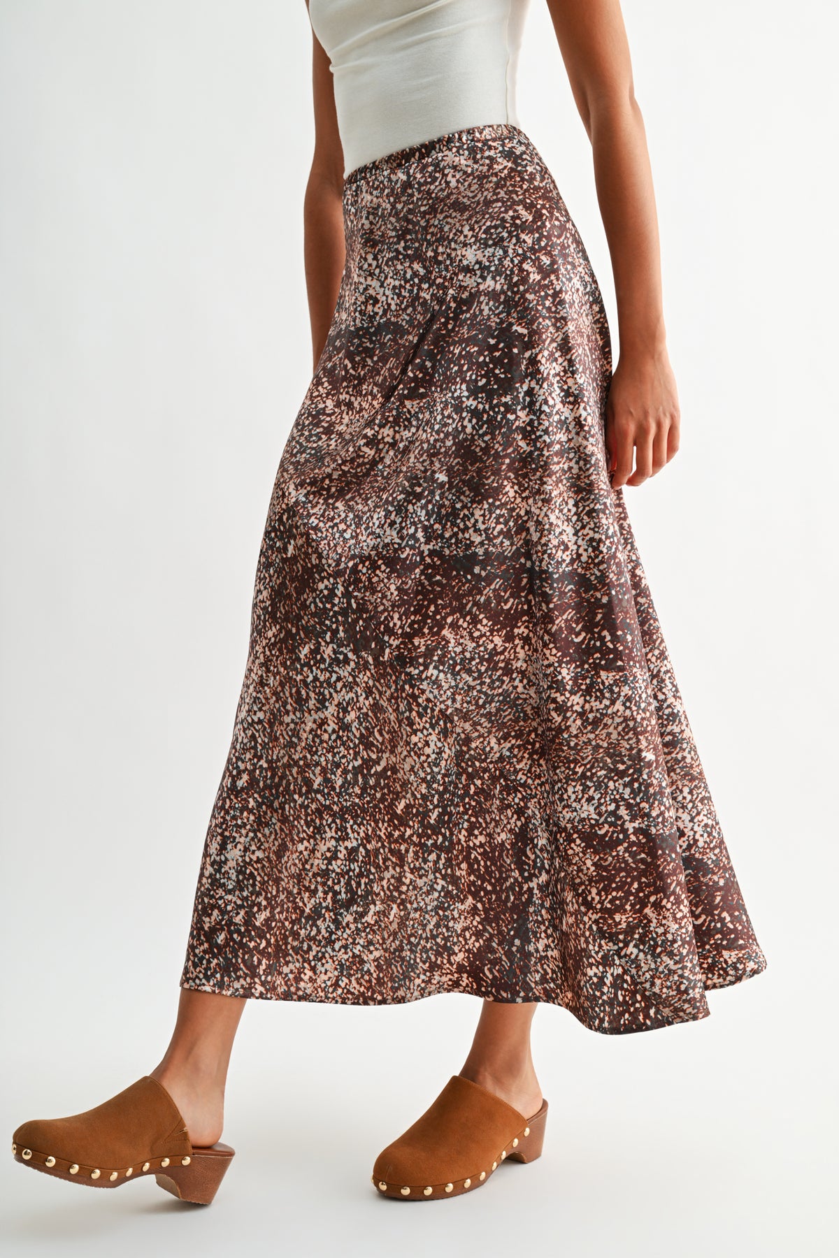 Brown Multi  Plus-Size Savoy Bias Skirt