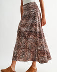 Brown Multi  Plus-Size Savoy Bias Skirt