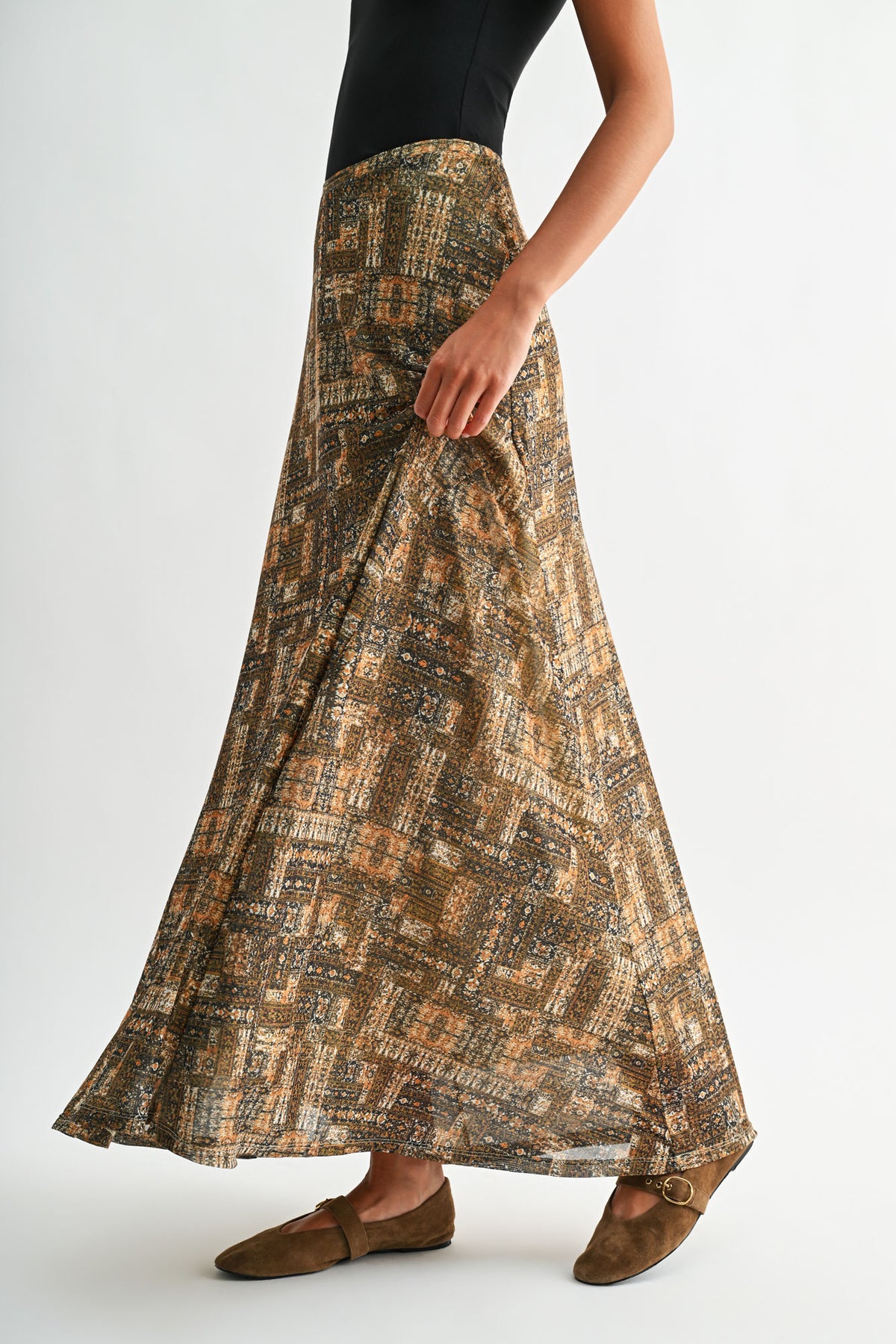 Brown Curry Belle Maxi Skirt 