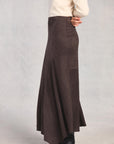 Coffee Asymmetric Midi Skirt

