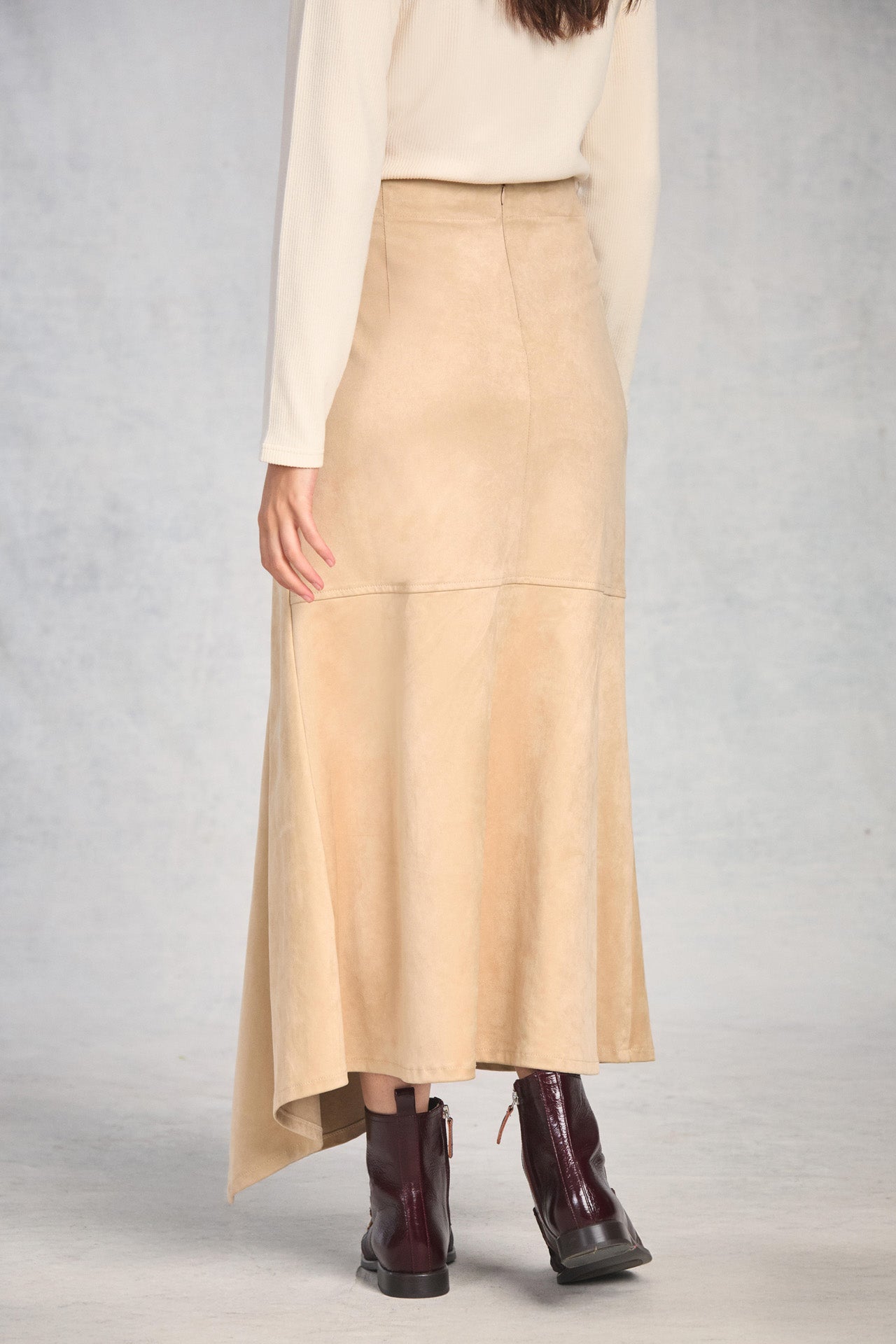 Champagne Asymmetric Midi Skirt
