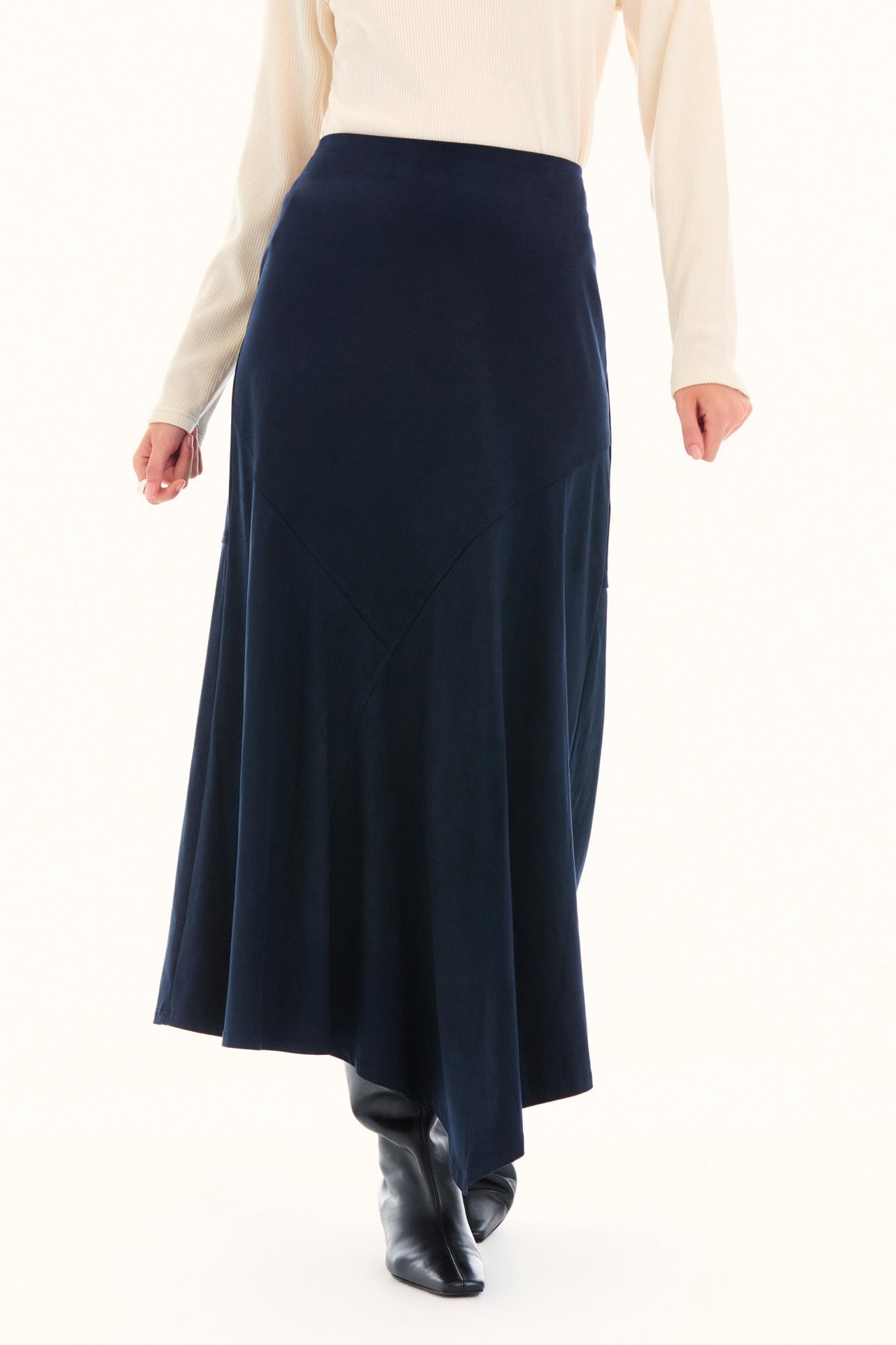Midnight Asymmetric Midi Skirt