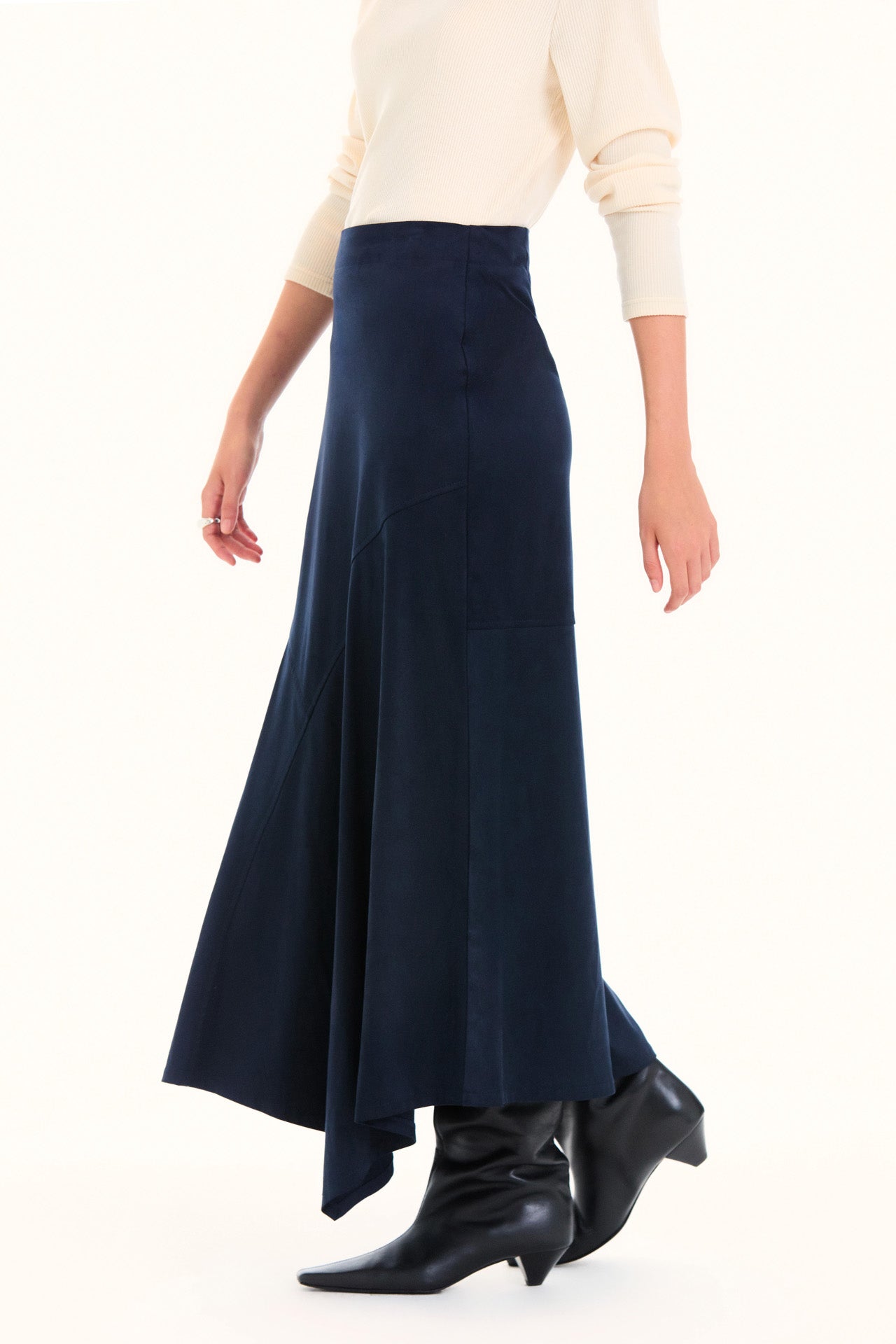 Midnight Asymmetric Midi Skirt