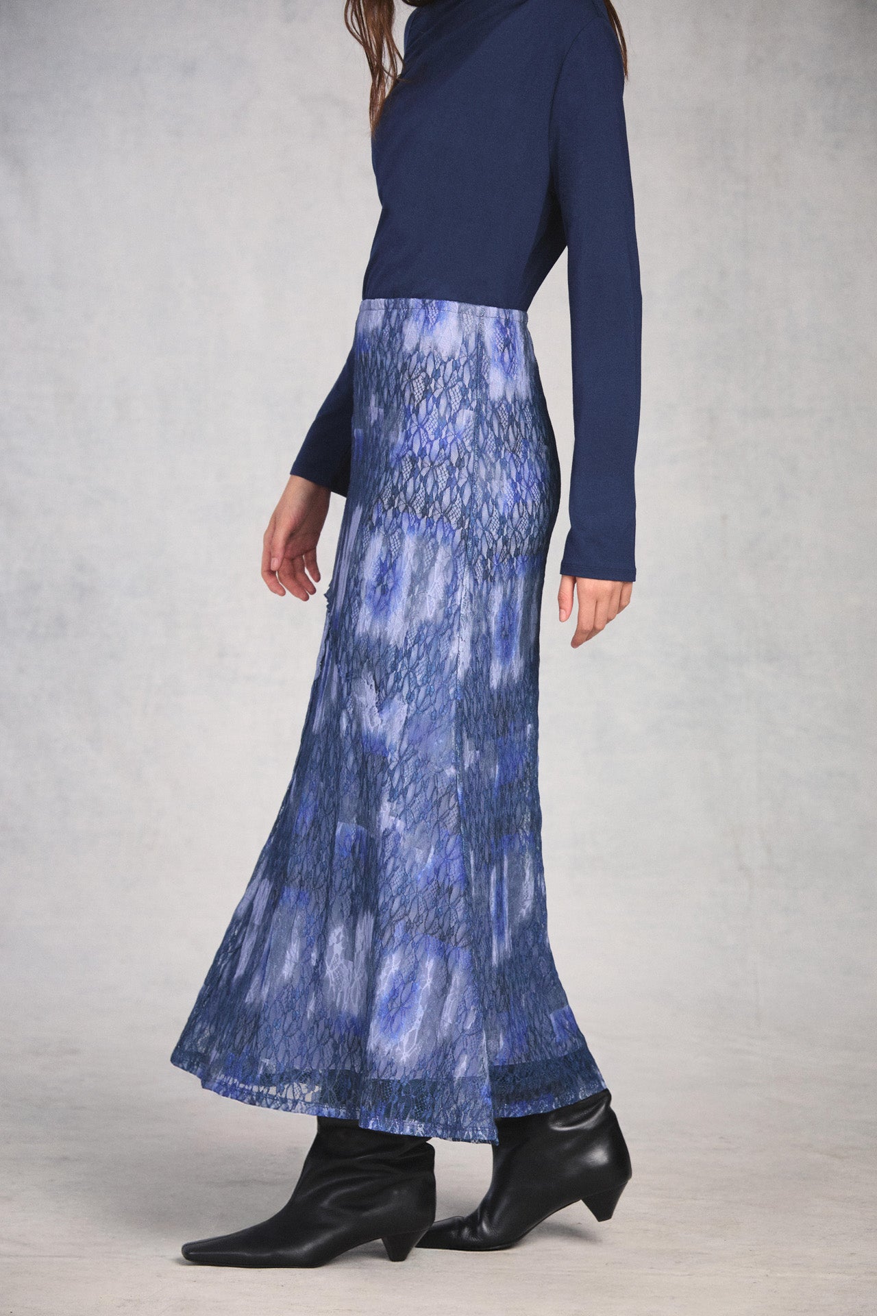 Midnight A-Line Lace Maxi Skirt
