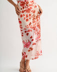 Pink Multi Print Ruched Mesh Skirt
