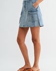 Medium Indigo Denim Patch Pocket Denim Skirt