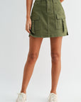 Olive Patch Pocket Twill Skirt