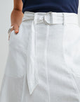 White Double Slit Midi Skirt