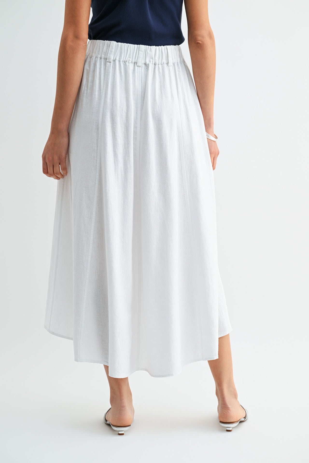 White Double Slit Midi Skirt