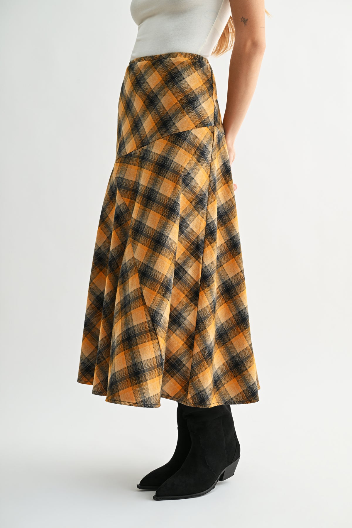 Amber Plaid Petite A-Line Plaid Skirt