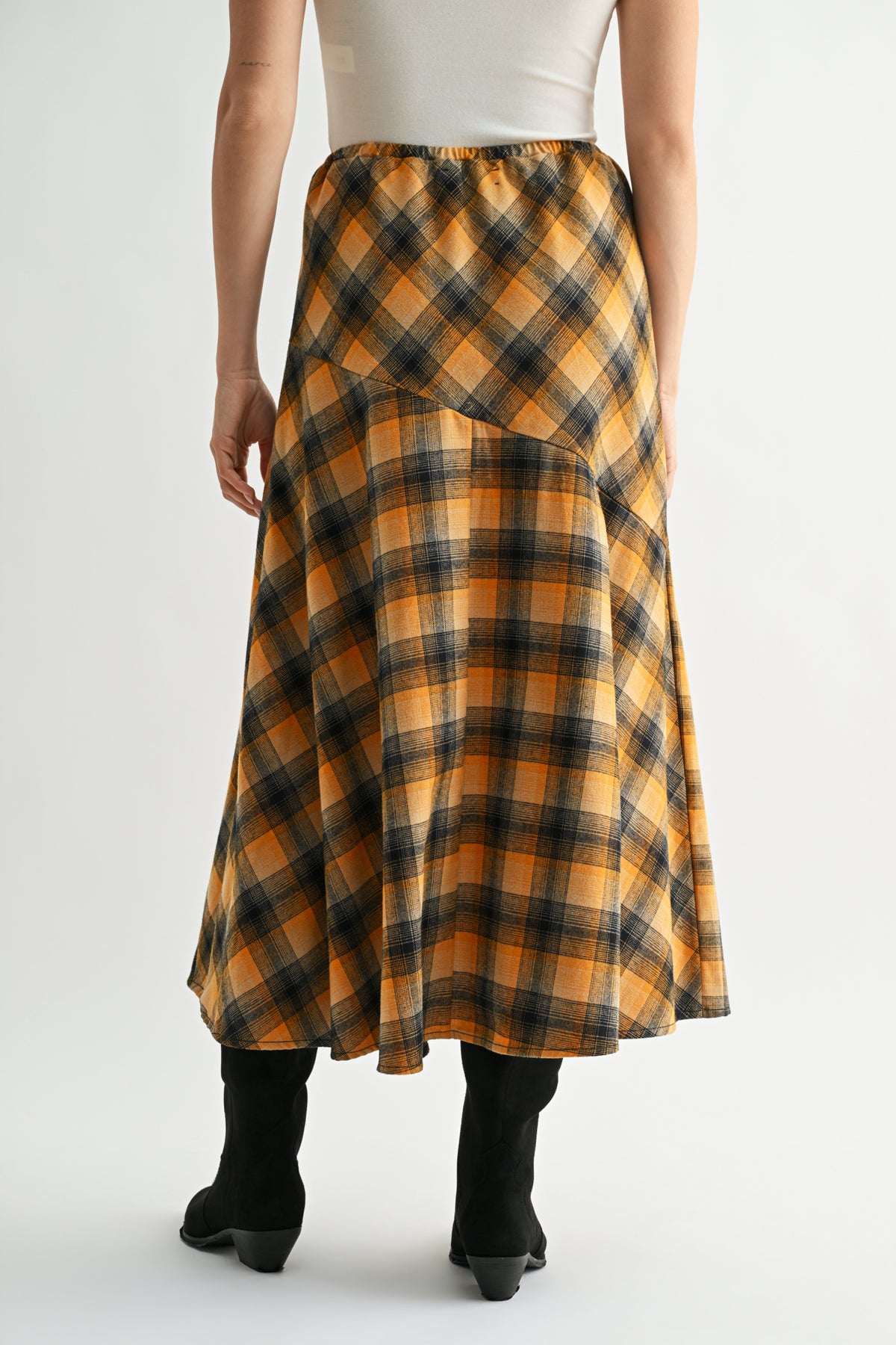 Amber Plaid A-Line Plaid Skirt