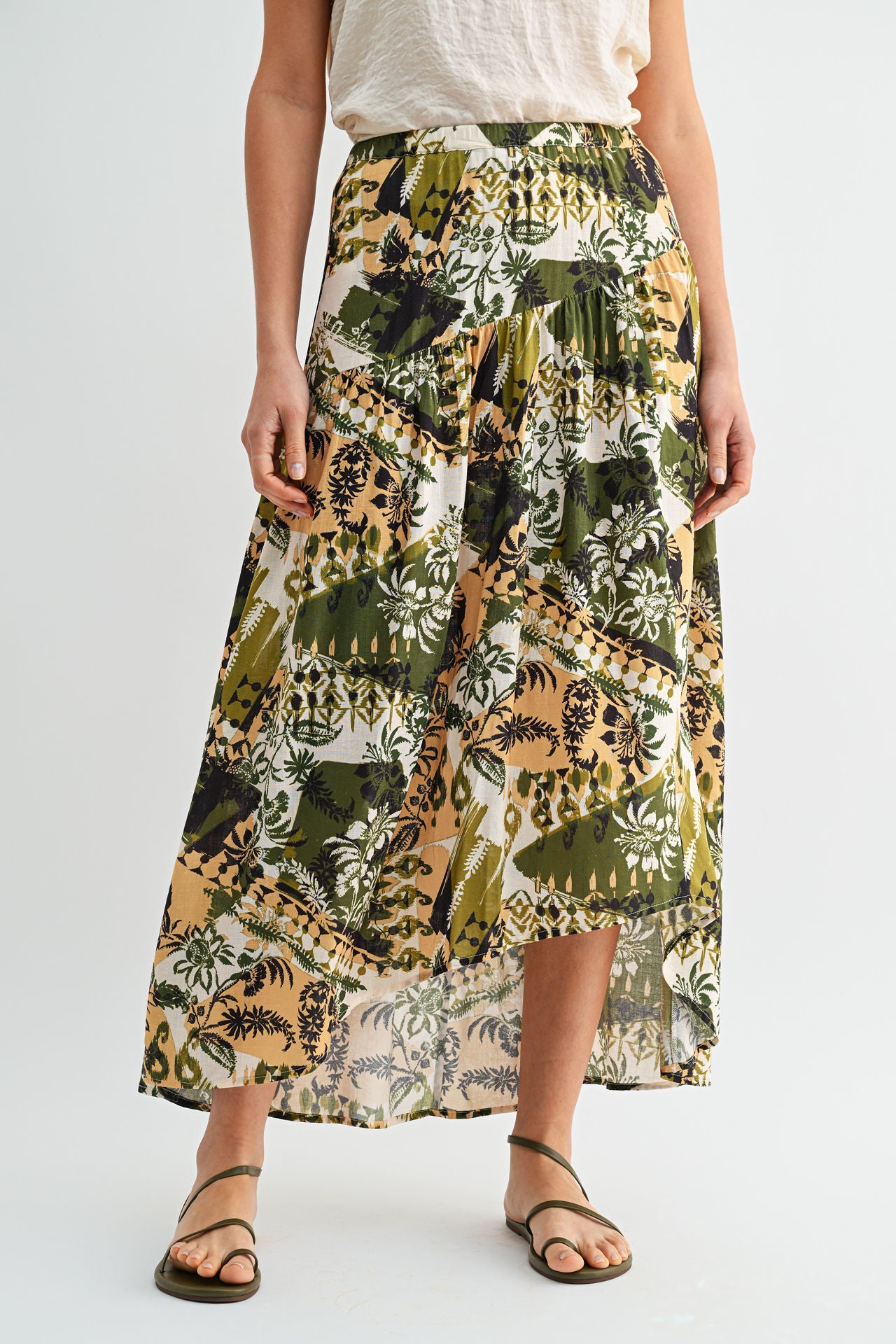 Olive Faux Wrap Skirt