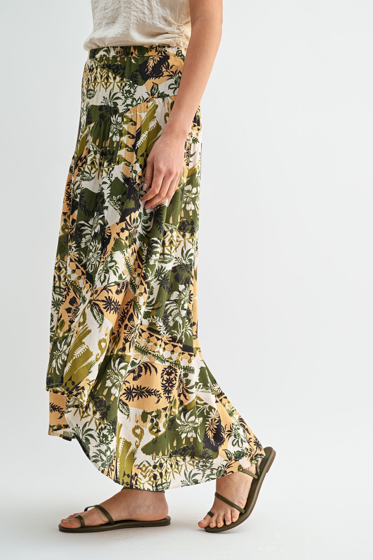 Olive Faux Wrap Skirt