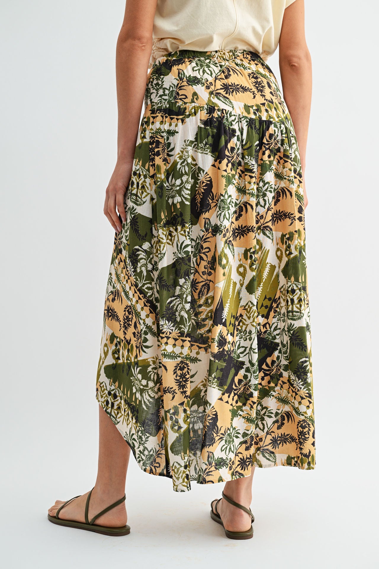 Olive Faux Wrap Skirt