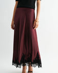Aubergine Midi Lace Hem Skirt