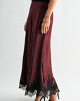 Aubergine Midi Lace Hem Skirt