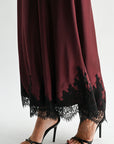 Aubergine Midi Lace Hem Skirt