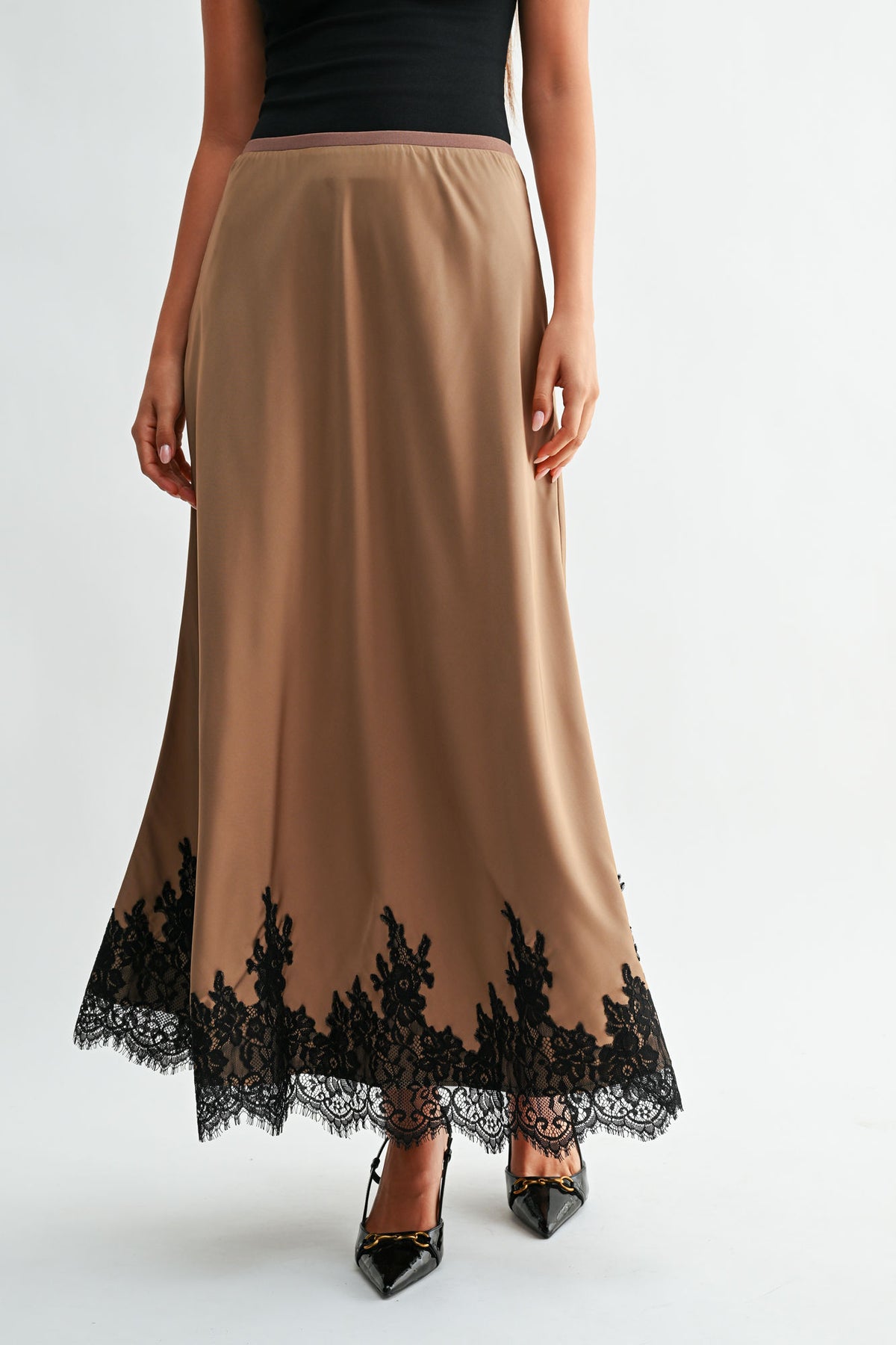 Dune Midi Lace Hem Skirt