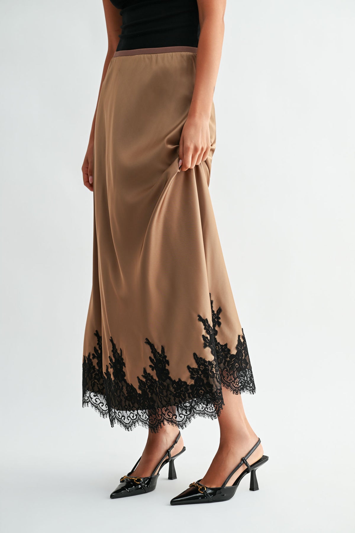 Dune Midi Lace Hem Skirt