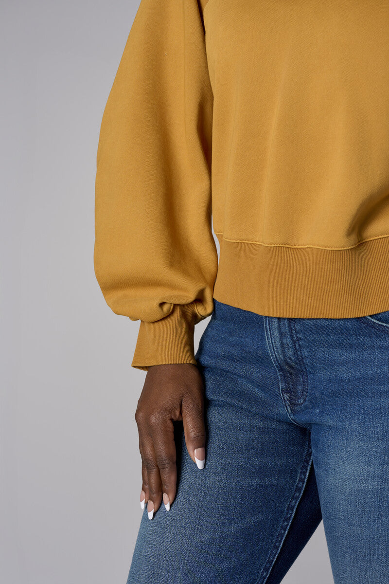 Be unforgettable in the elegant &#39;Marigold&#39; Zipper Back V-Neck Sweatshirt.