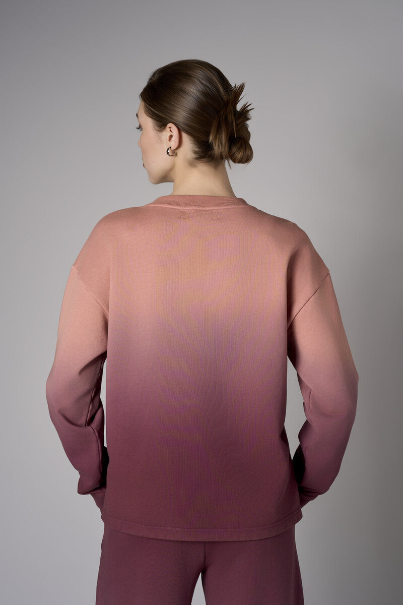 Raisin Dip-Dye Long Sleeve Crew Neck Sweatshirt