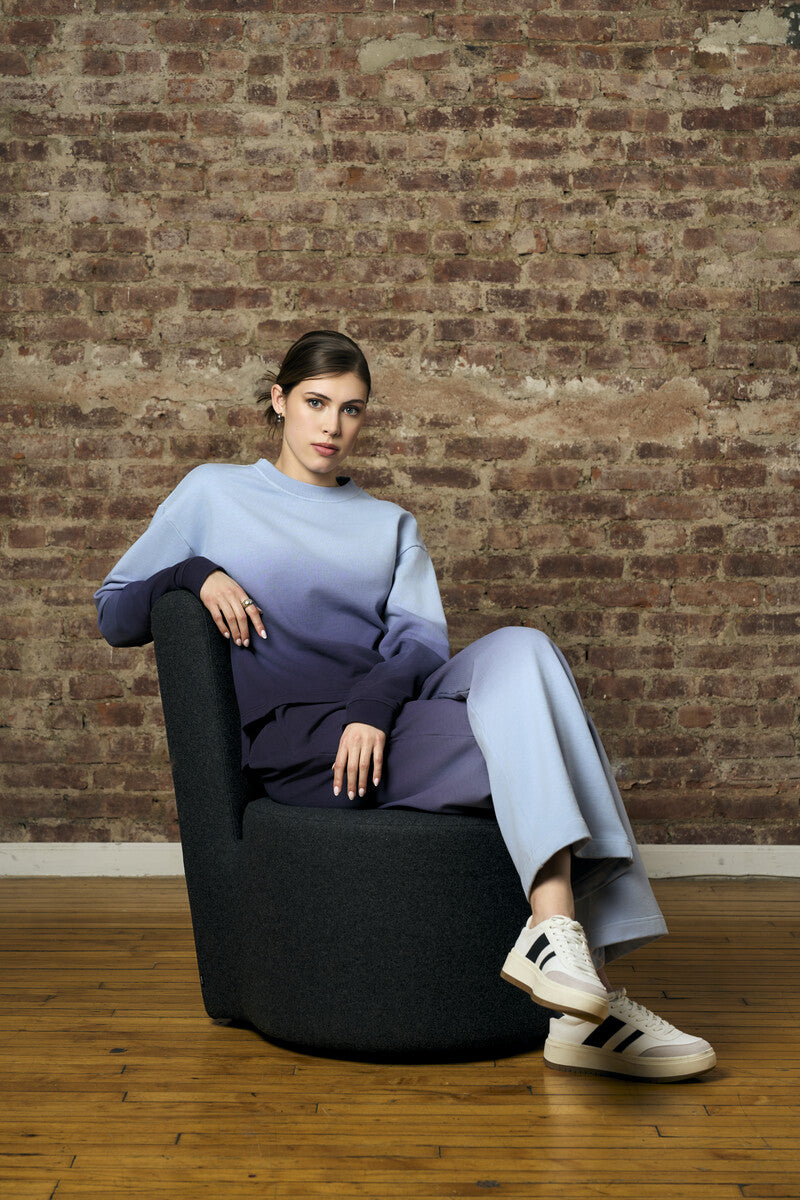 Navy Dip-Dye Long Sleeve Crew Neck Sweatshirt