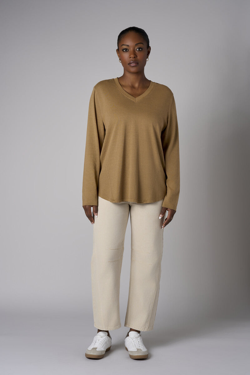 Feel fabulous every day in the &#39;Ochre&#39; Beth Long Sleeve T-Shirt, crafted for those who love bold style.
