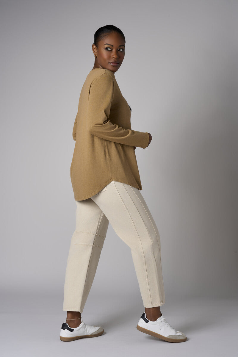 Feel fabulous every day in the &#39;Ochre&#39; Beth Long Sleeve T-Shirt, crafted for those who love bold style.