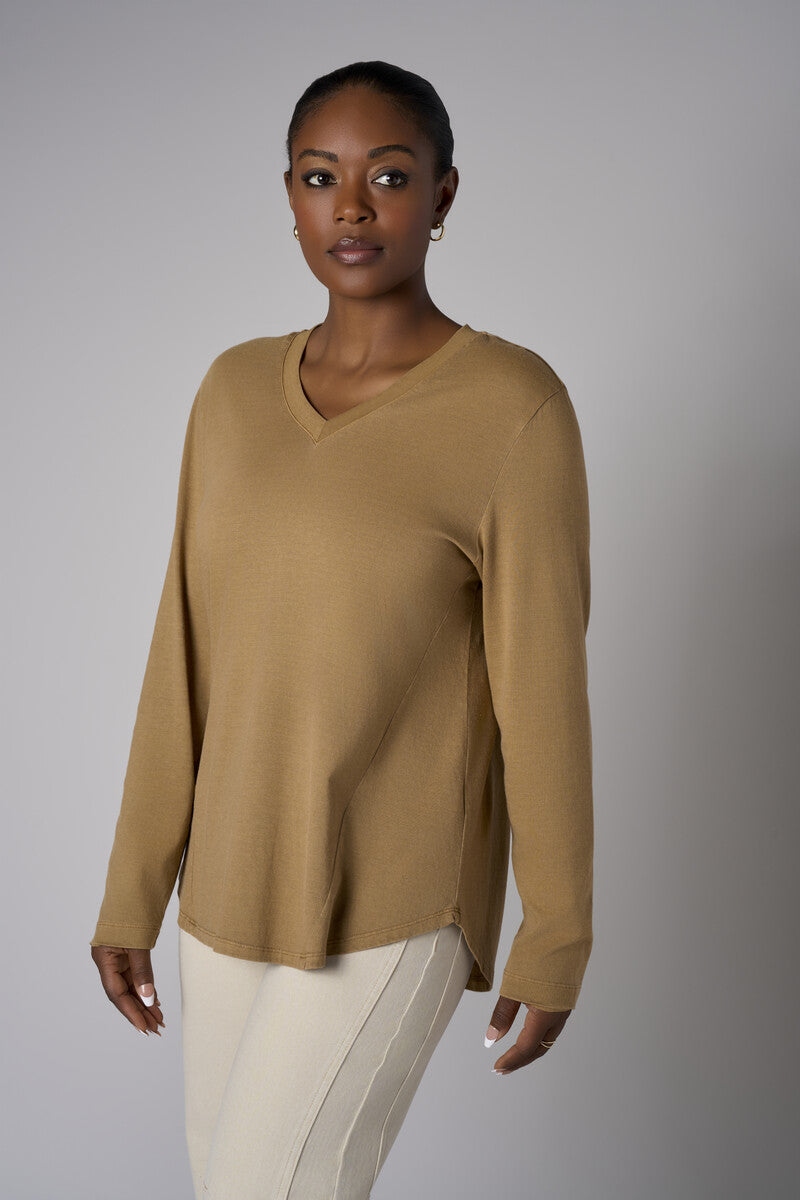 Feel fabulous every day in the 'Ochre' Beth Long Sleeve T-Shirt, crafted for those who love bold style.
