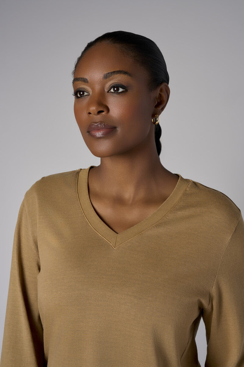 Feel fabulous every day in the &#39;Ochre&#39; Beth Long Sleeve T-Shirt, crafted for those who love bold style.