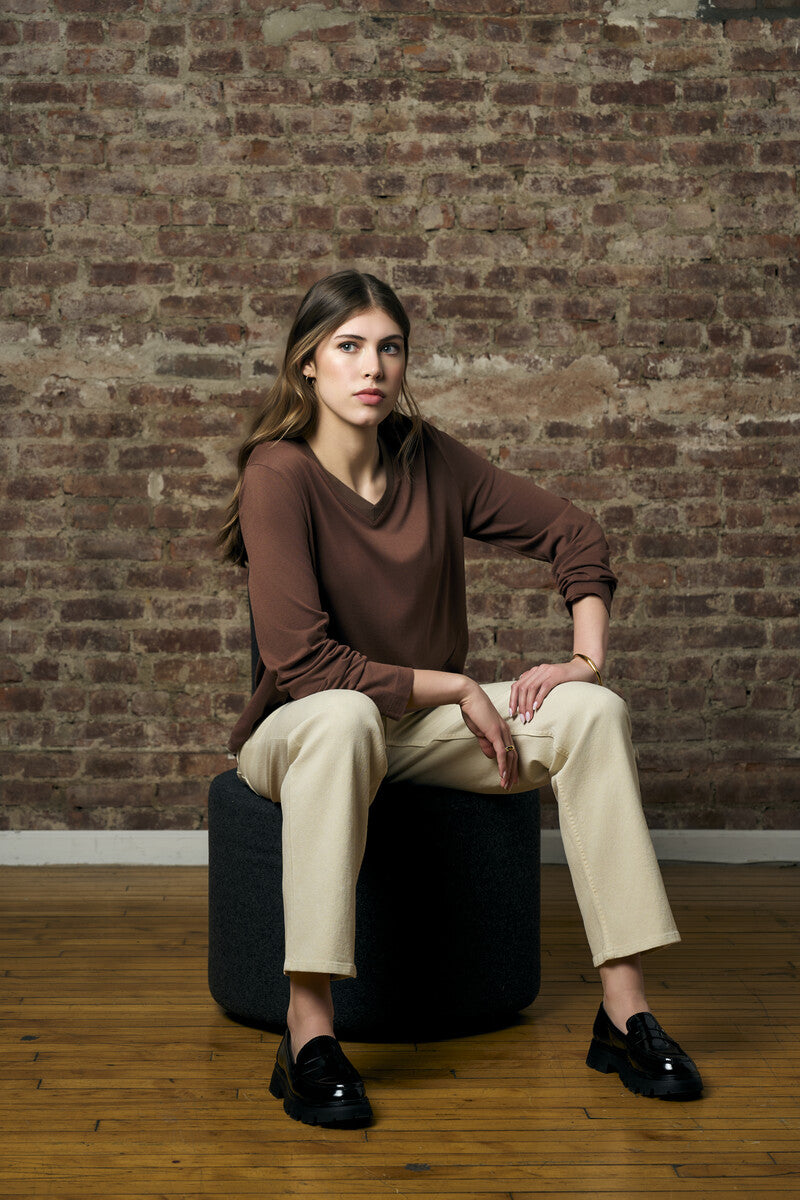 Showcase your personality with the Beth Long Sleeve T-Shirt in striking &#39;Earth&#39;.