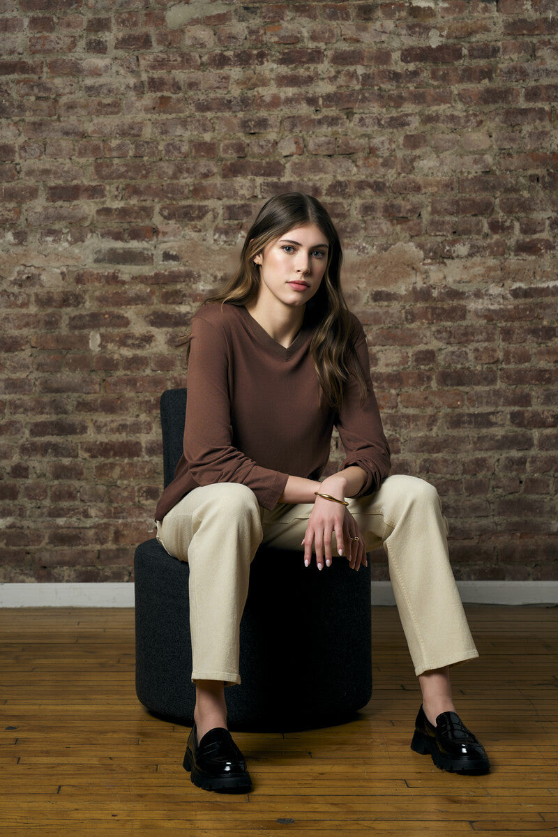 Showcase your personality with the Beth Long Sleeve T-Shirt in striking &#39;Earth&#39;.