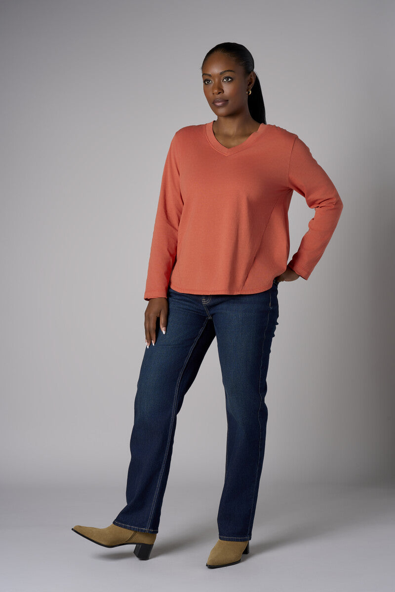 Fall in love with the distinctive &#39;Rust&#39; Beth Long Sleeve T-Shirt – a must-have for any wardrobe.