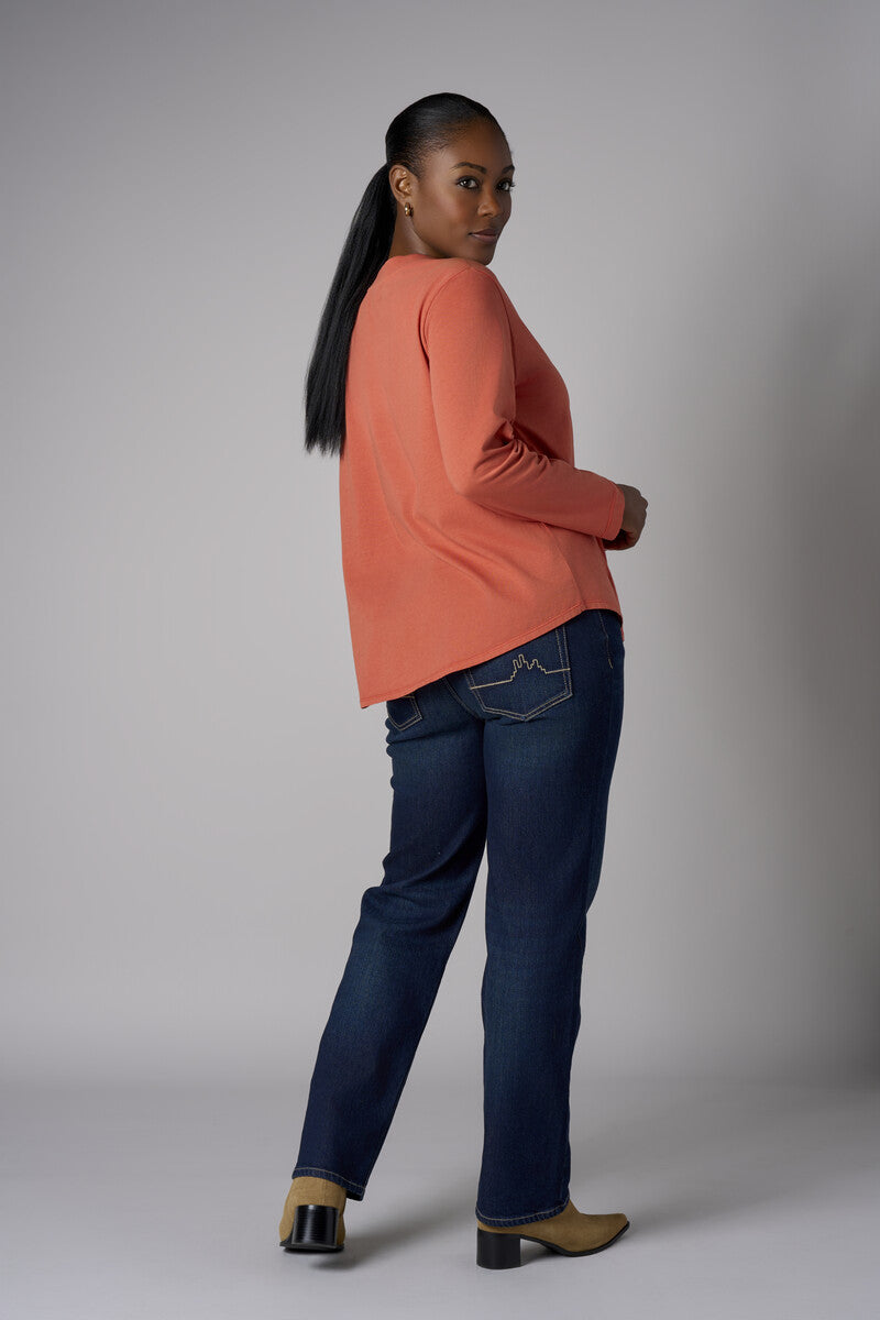 Fall in love with the distinctive &#39;Rust&#39; Beth Long Sleeve T-Shirt – a must-have for any wardrobe.