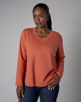 Fall in love with the distinctive 'Rust' Beth Long Sleeve T-Shirt – a must-have for any wardrobe.