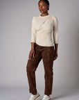 Sand shoulder twist three quarter sleeve top