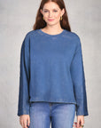 Cadet Blue Crochet Sleeve Sweatshirt
