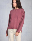 Dusty Rose Crochet Sleeve Sweatshirt
